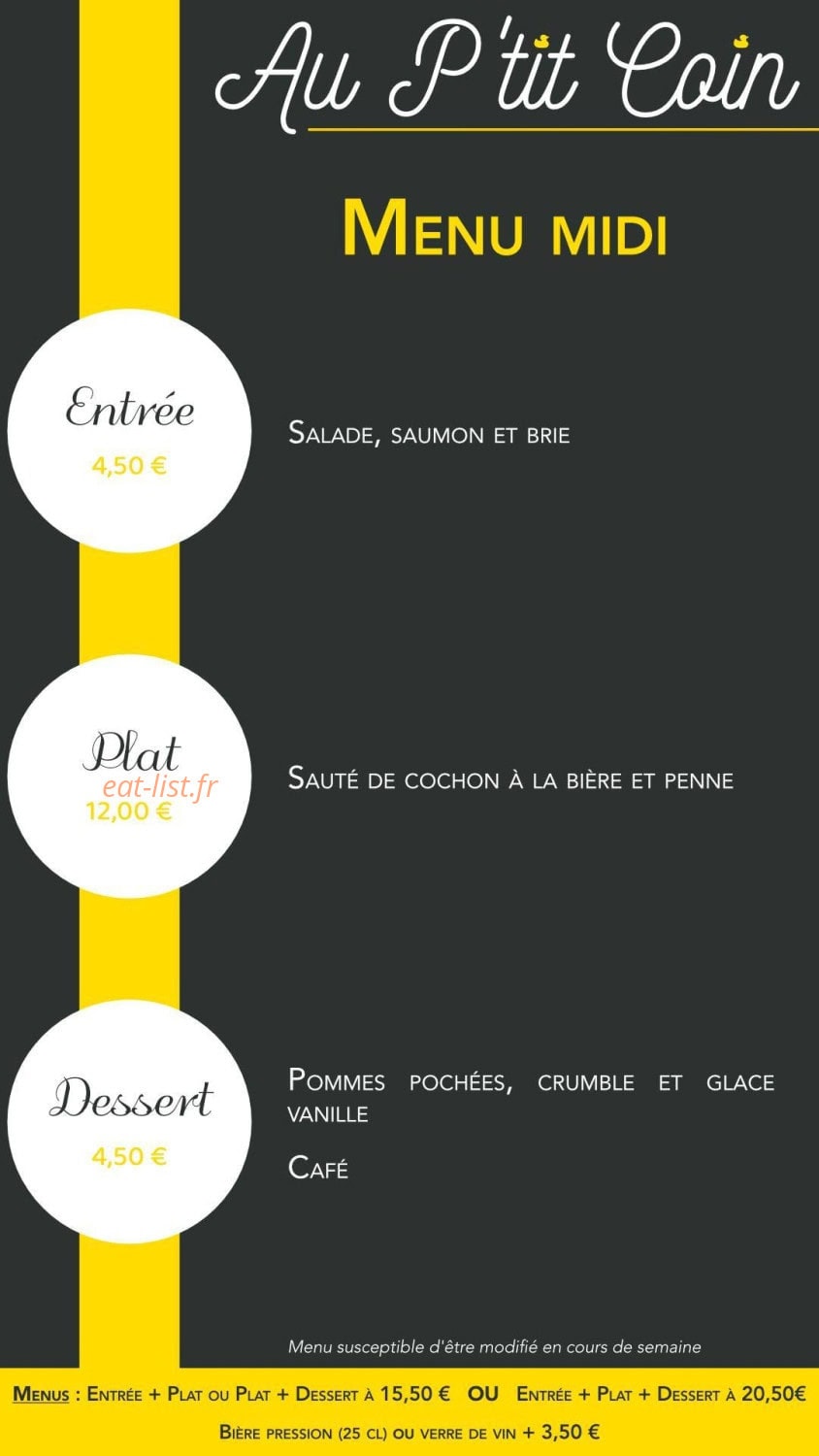 Au p'tit Coin — carte page 2
