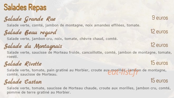 Au Vieux Comtois — carte page 2