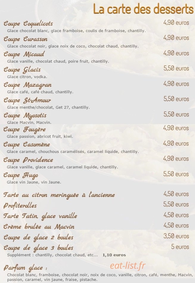 Au Vieux Comtois — carte page 6