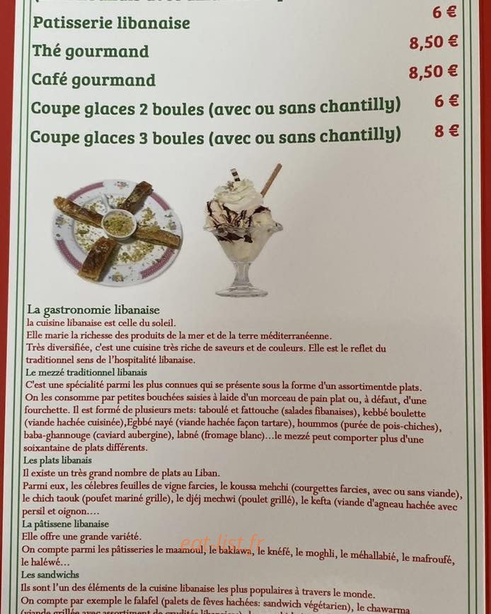 Aux delices du cedre — carte page 6