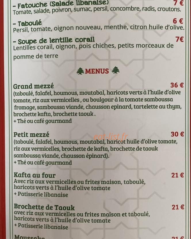 Aux delices du cedre — carte page 4