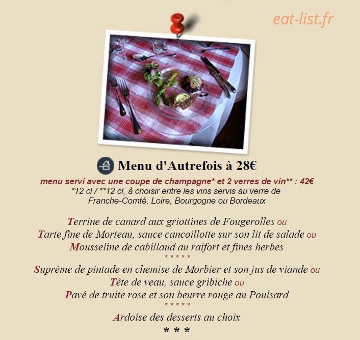 Bistrot La Charrette — carte page 1