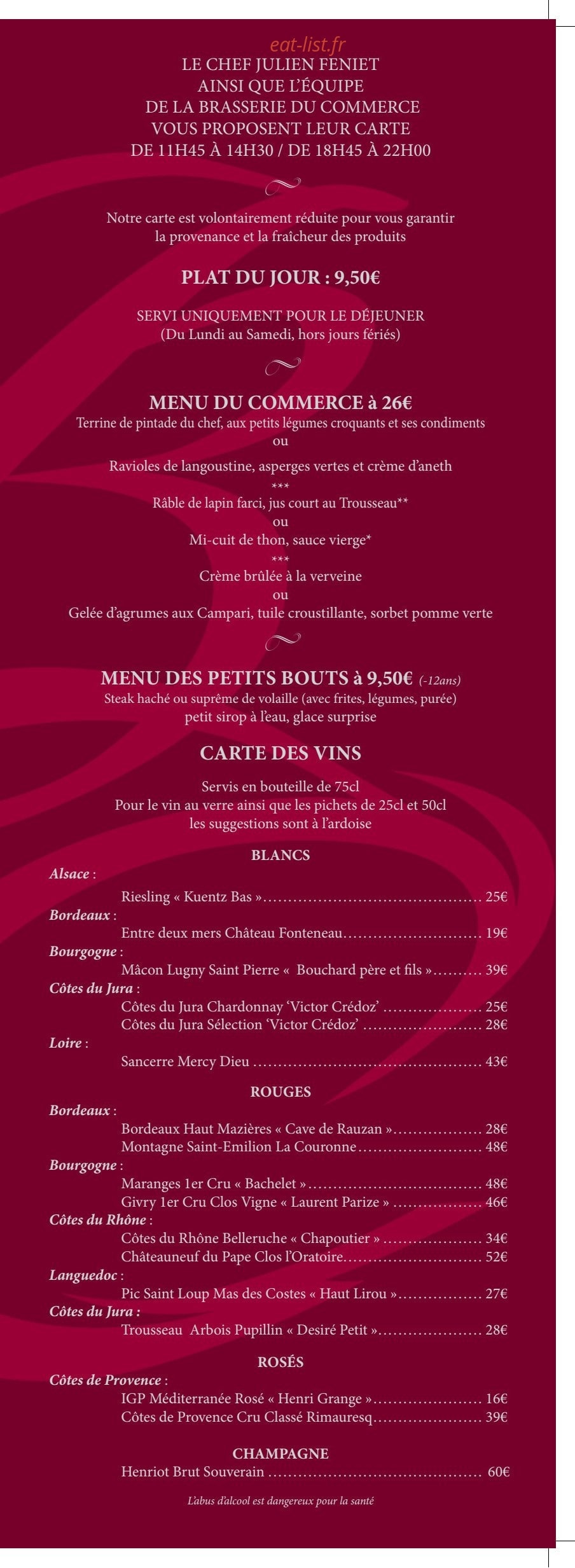 Brasserie du Commerce — carte page 2