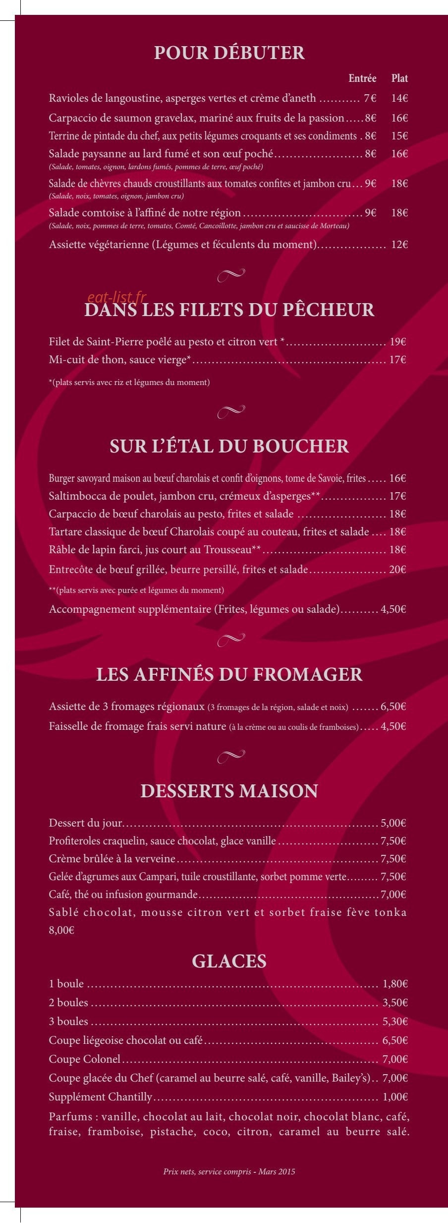 Brasserie du Commerce — carte page 1