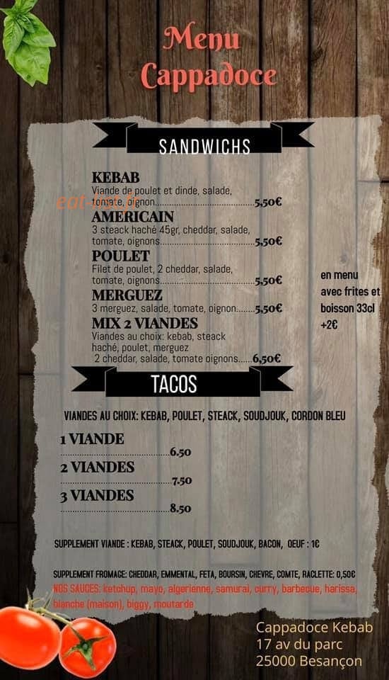 Cappadoce kebab — carte page 1
