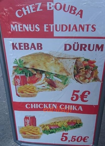 Chez Bouba — carte page 1