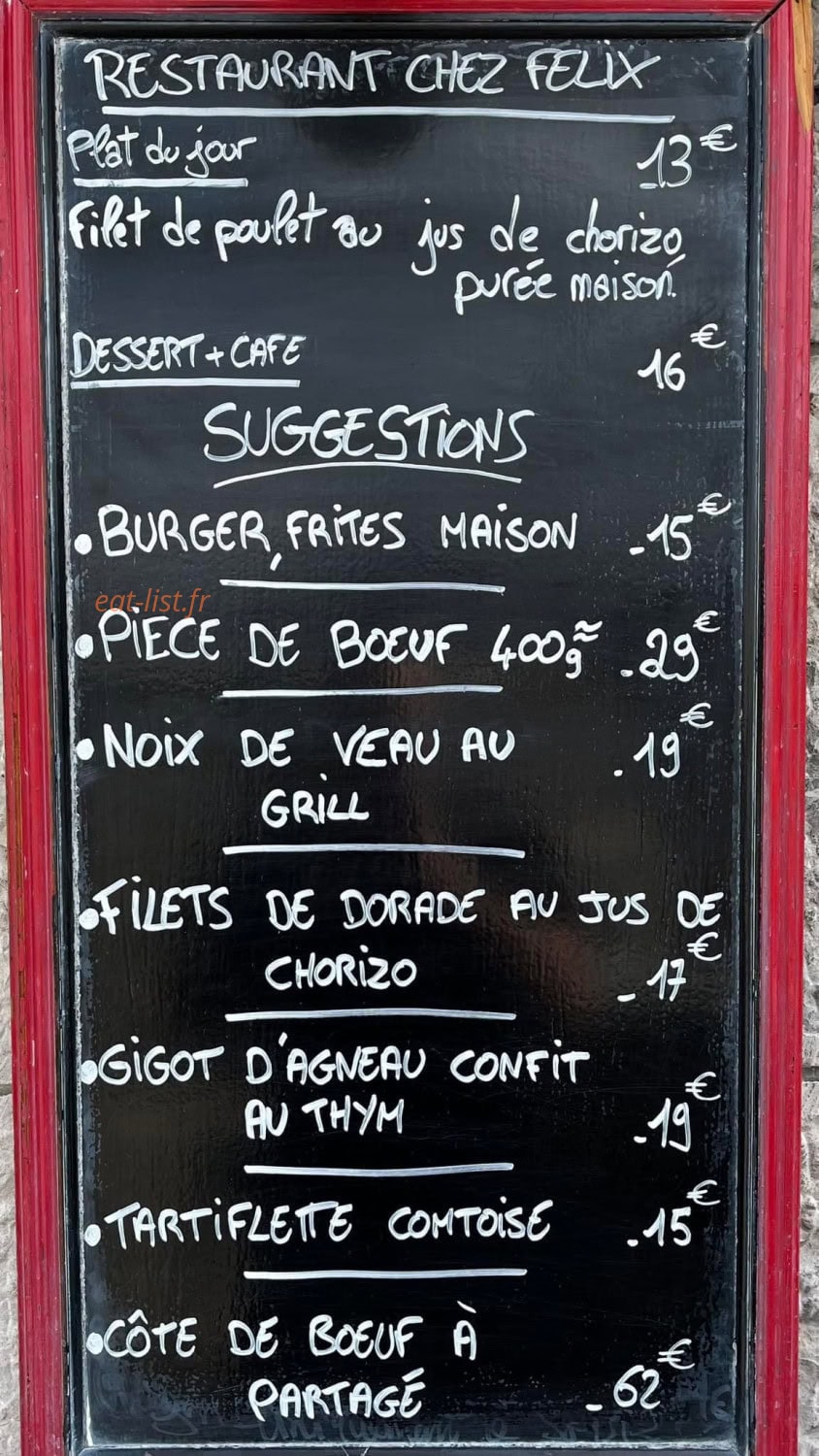 Chez Felix — carte page 1