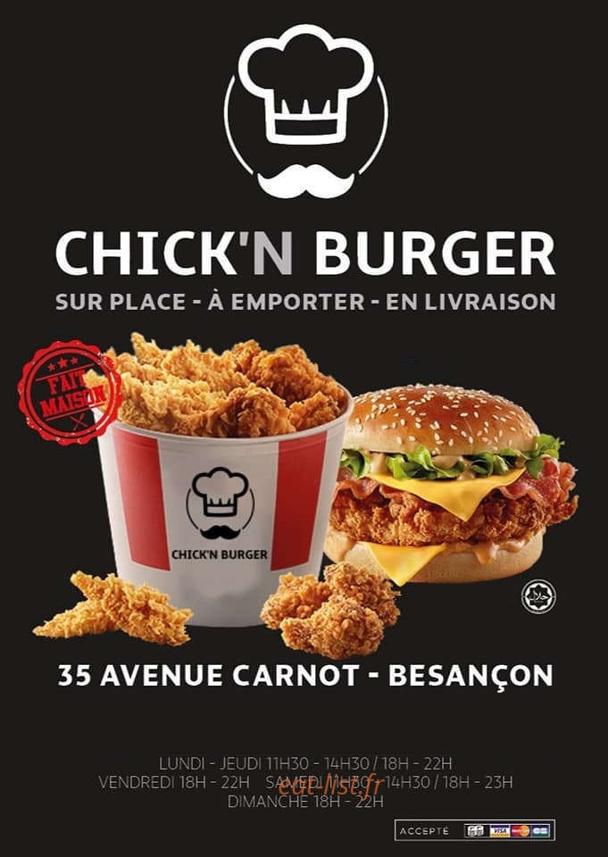 Chick'n burger — carte page 1