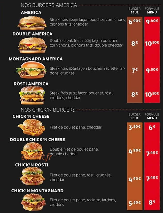 Chick'n burger — carte page 3