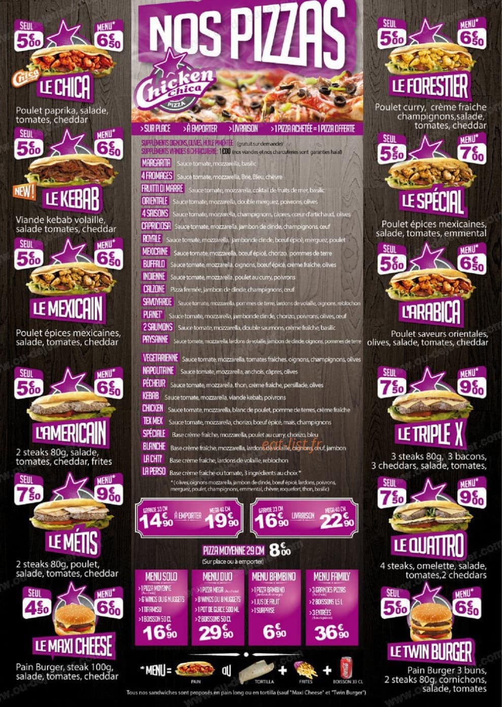 Chicken Chica Pizza — carte page 2