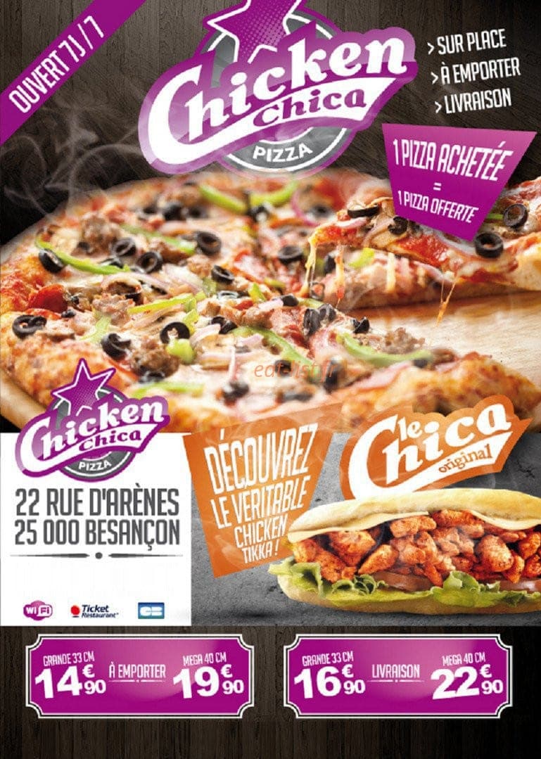 Chicken Chica Pizza — carte page 1