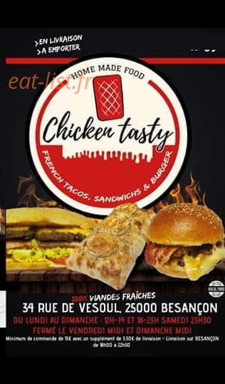 Chicken Tasty — carte page 1