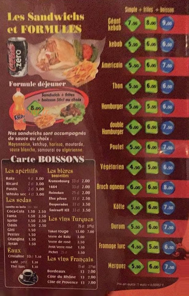 Dilan Kebab — carte page 1