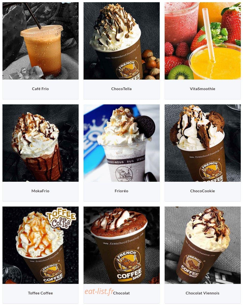 French Coffee Shop — carte page 1