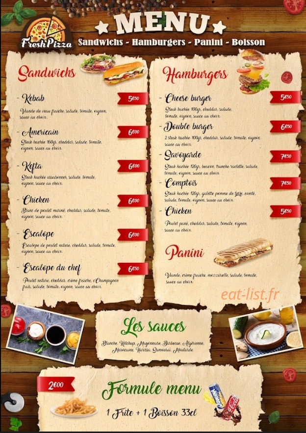 Fresh pizza — carte page 1