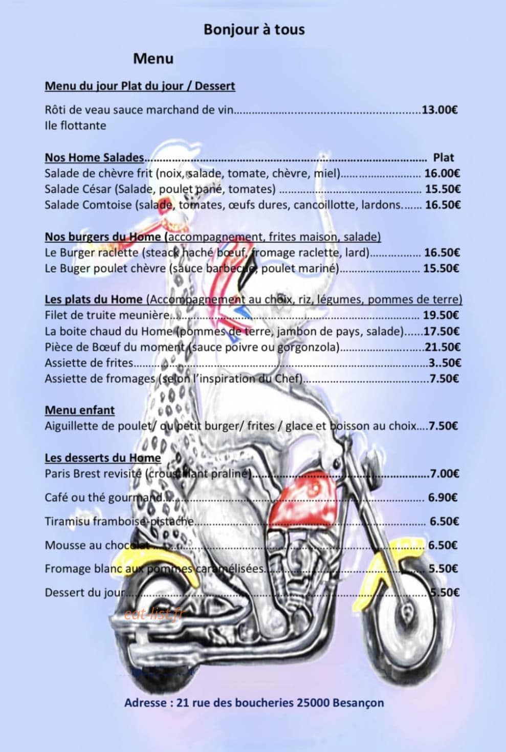 Home Café — carte page 3