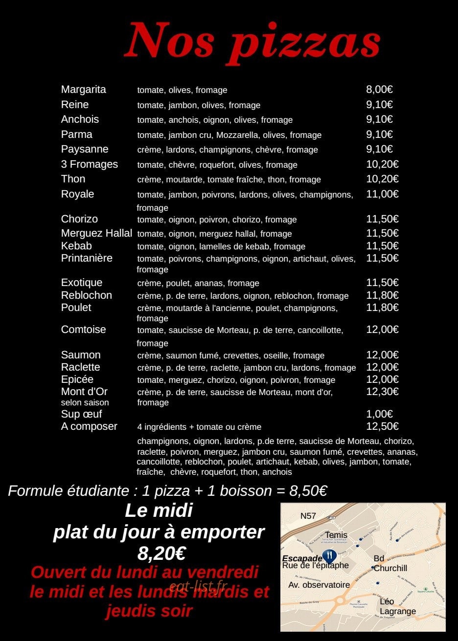 L'Escapade — carte page 4