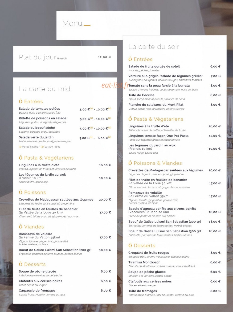 L'O à la Bouche — carte page 1