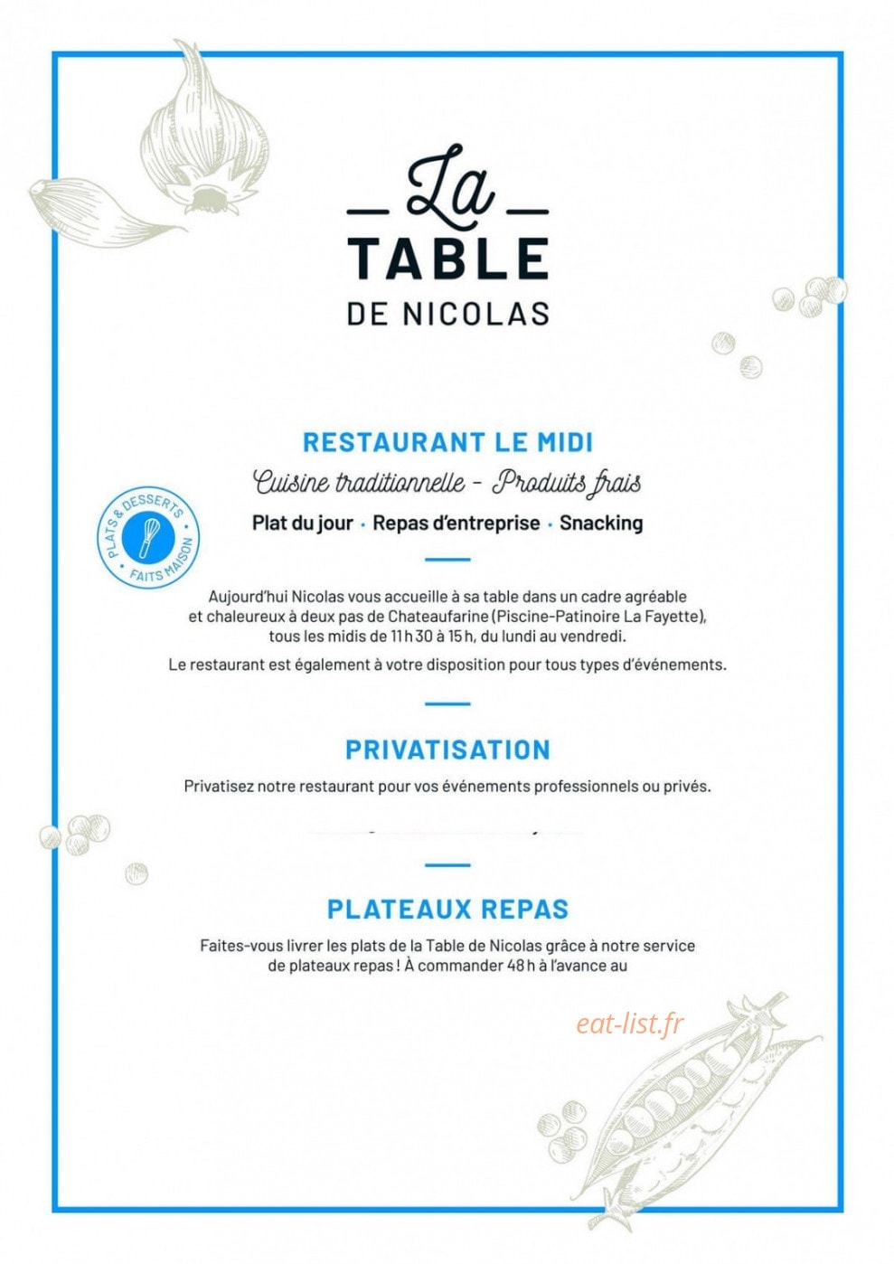 La Table de Nicolas — carte page 1