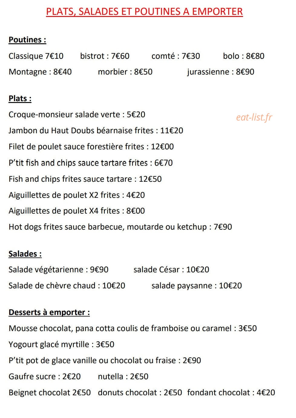 Le bistrot — carte page 6