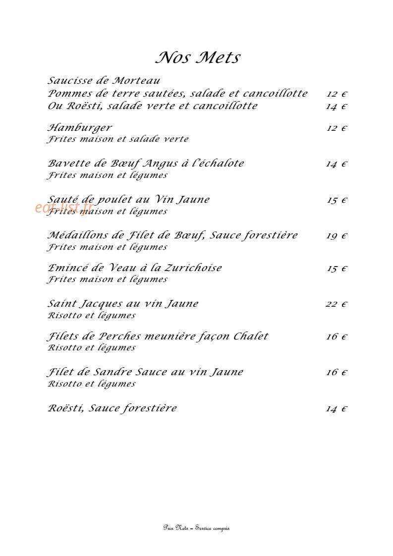 Le Chalet du Cervin — carte page 2