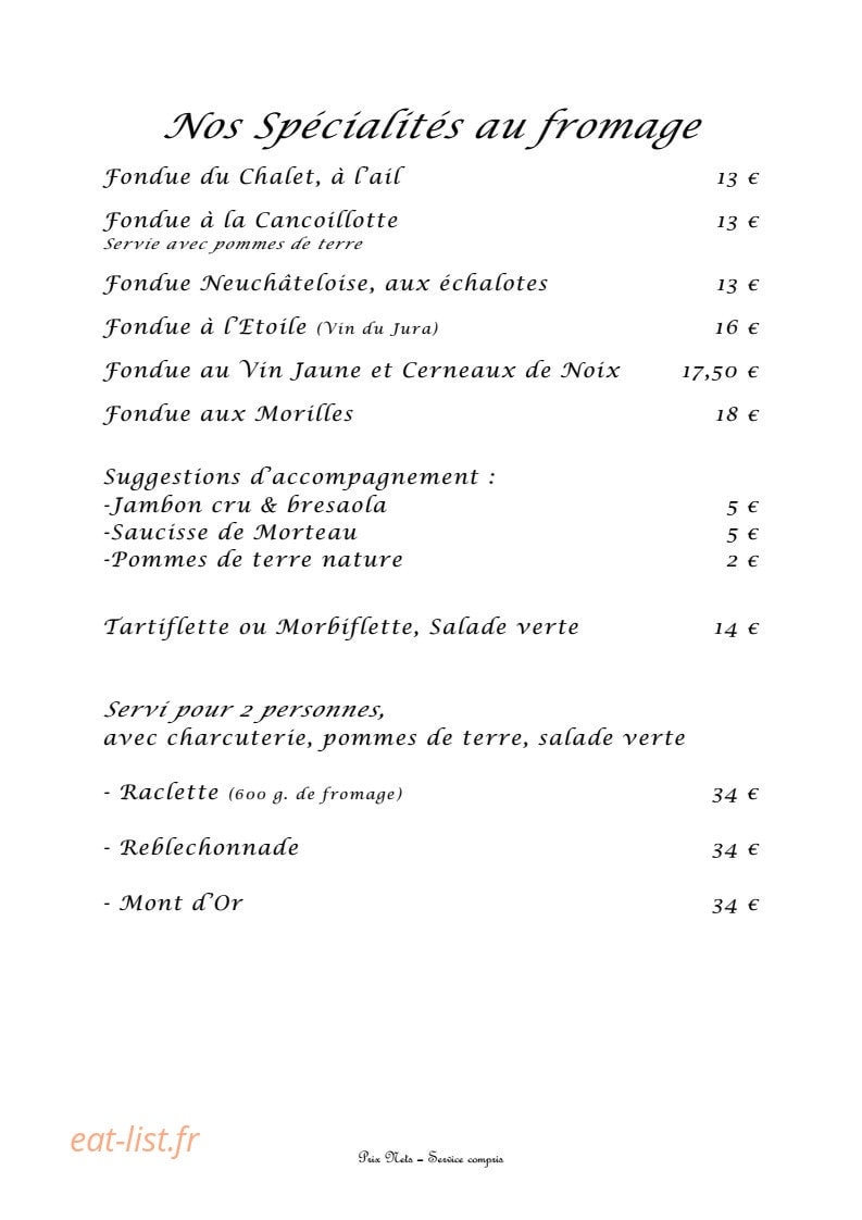 Le Chalet du Cervin — carte page 4