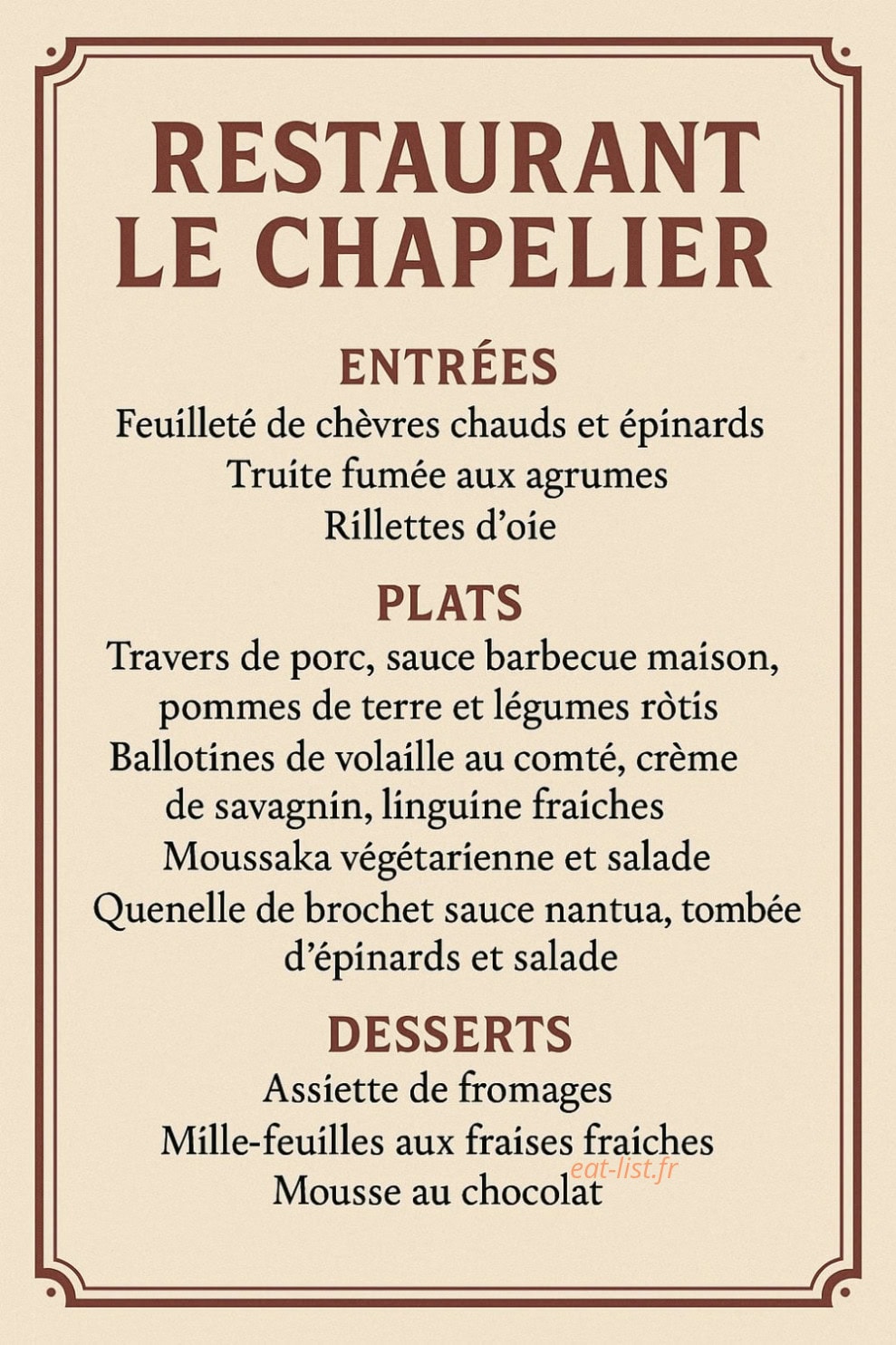 Le Chapelier — carte page 1