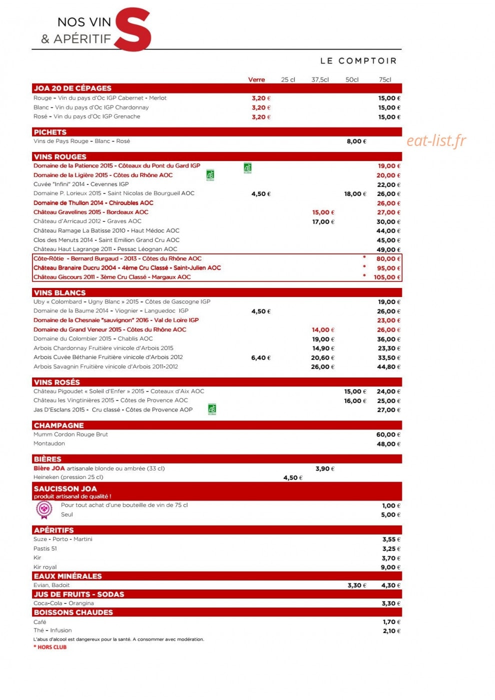 Le Comptoir JOA — carte page 4