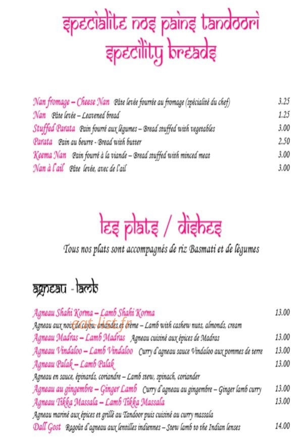 Le Maharajah — carte page 1