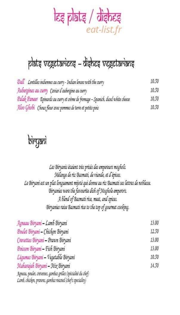 Le Maharajah — carte page 6