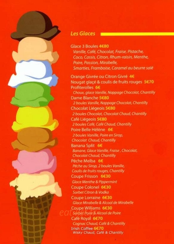 Carte et menu de Le Moules Frites à Besancon — Les desserts