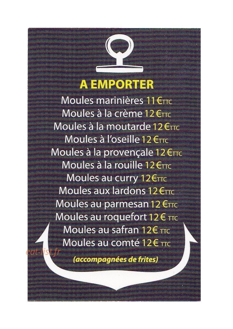 Carte et menu de Le Moules Frites à Besancon — Les moules frites à emporter