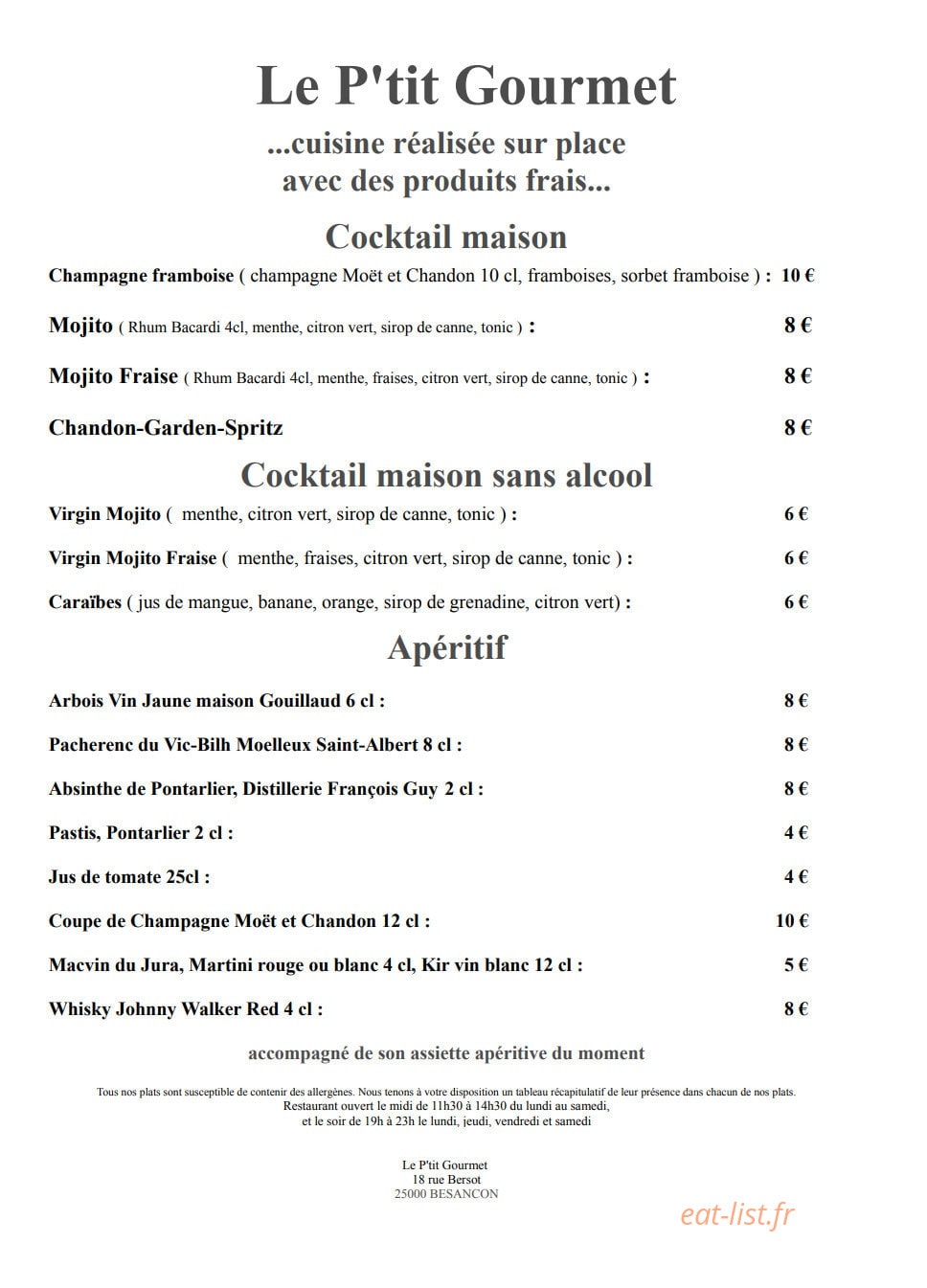 Le P'tit Gourmet — carte page 3