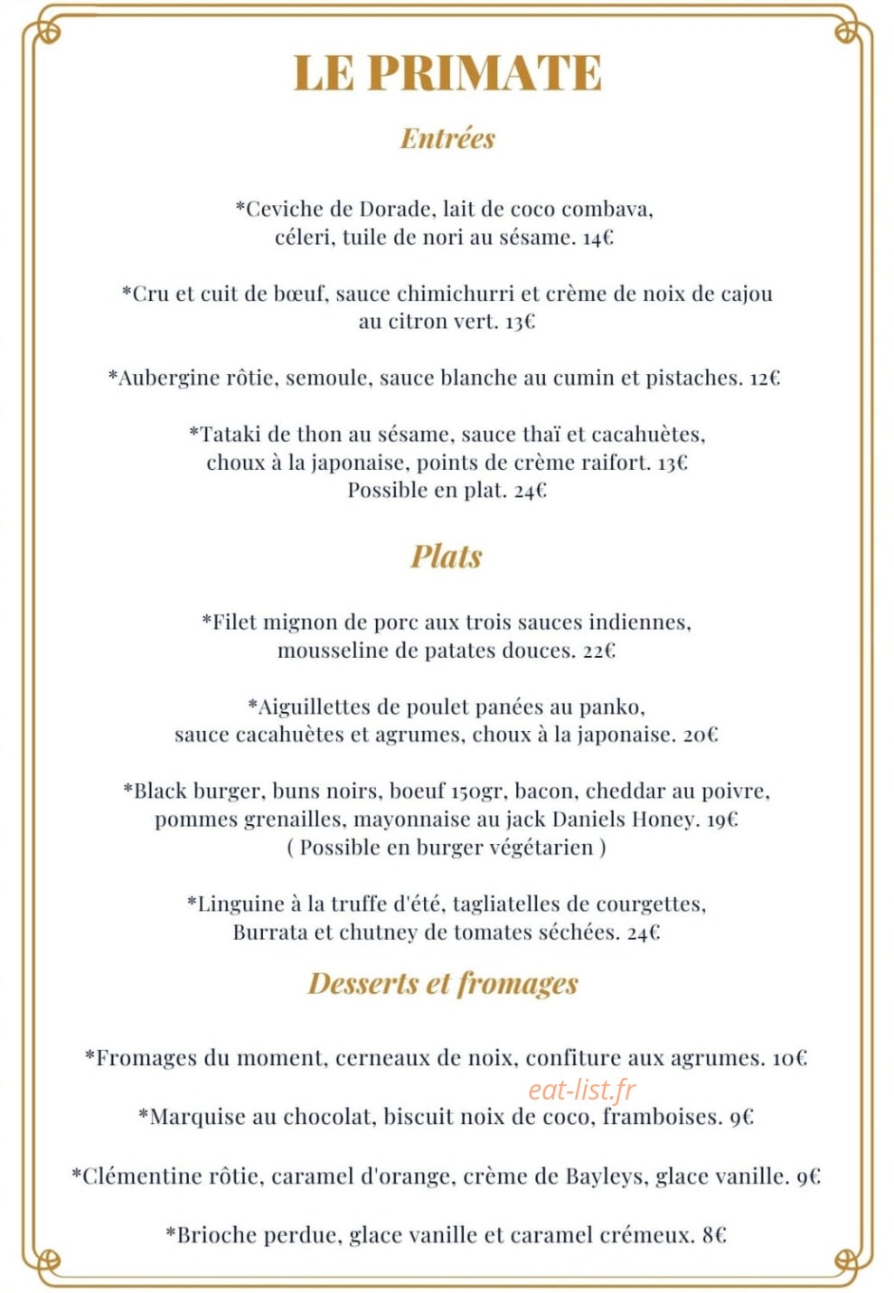 Le Primate — carte page 1