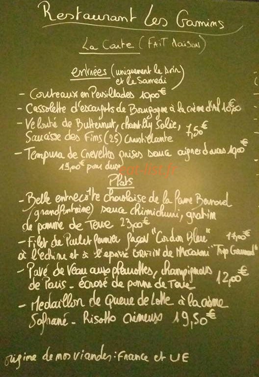 Les Gamins — carte page 1