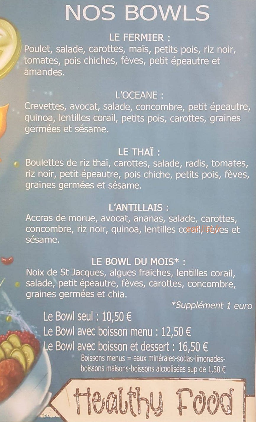 Natural Bowl — carte page 1