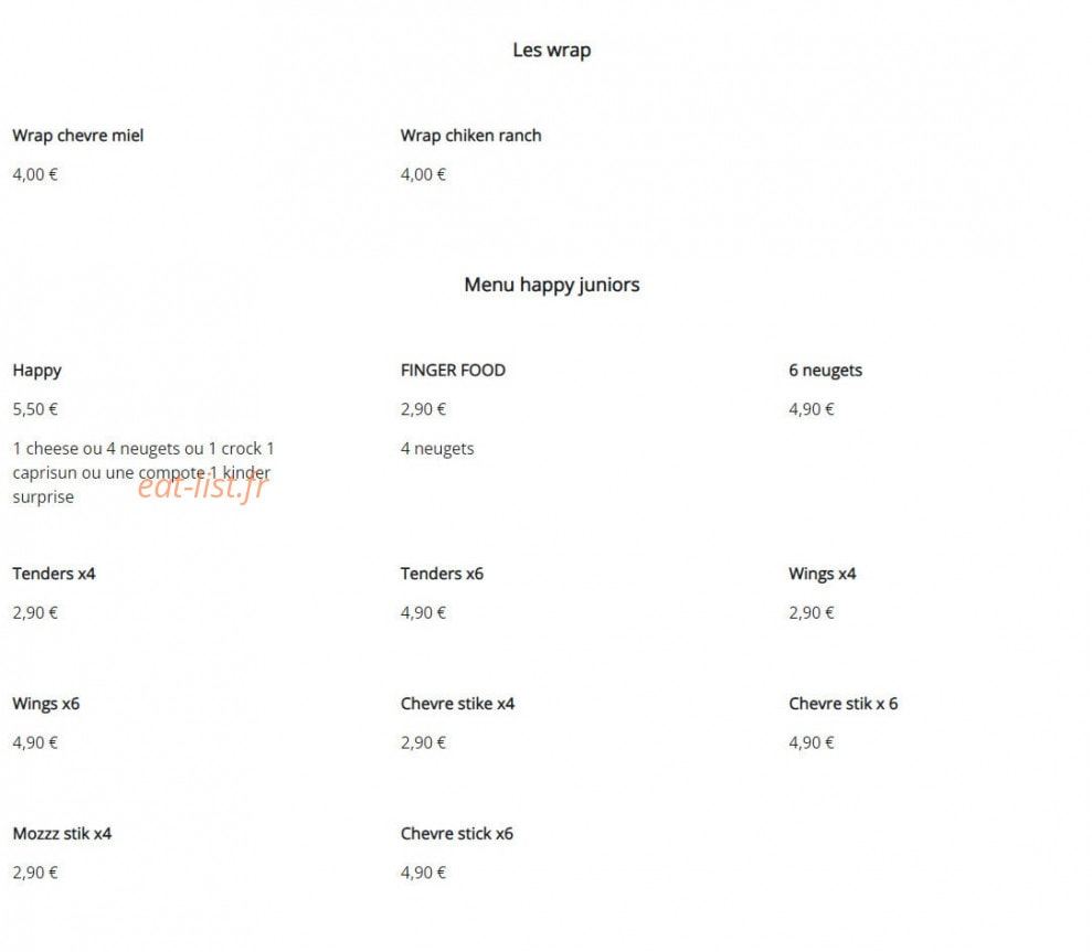 O Suprême Burger — carte page 3