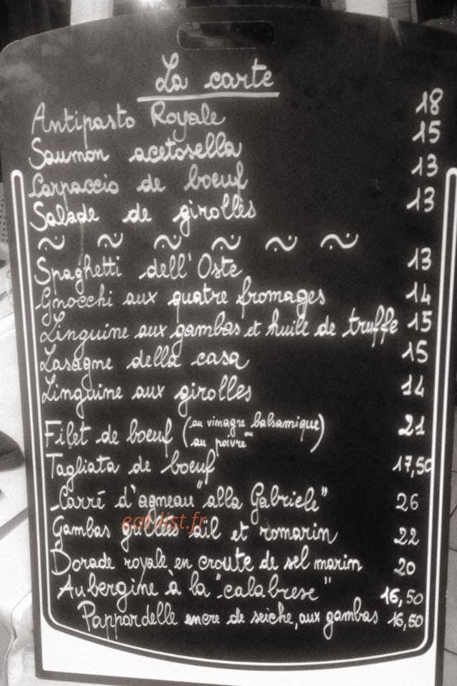 Osteria Enoteca — carte page 1