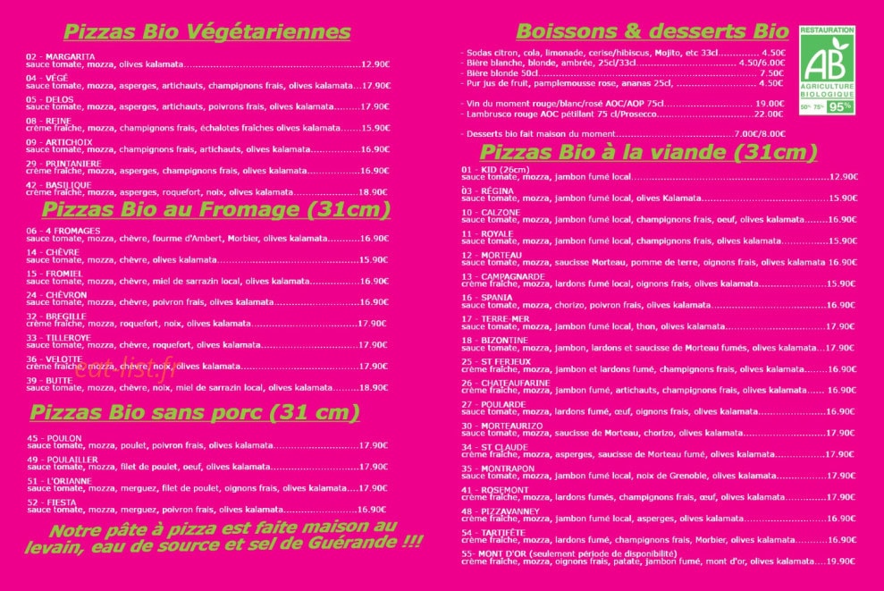 Pizza Delos — carte page 2