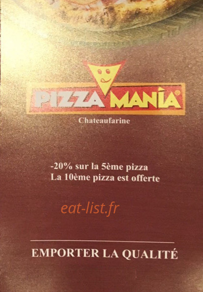 Pizza Mania — carte page 1