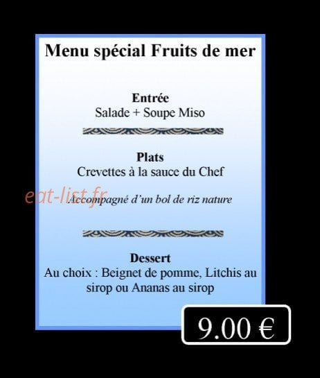 Restaurant le Tokyo — carte page 3