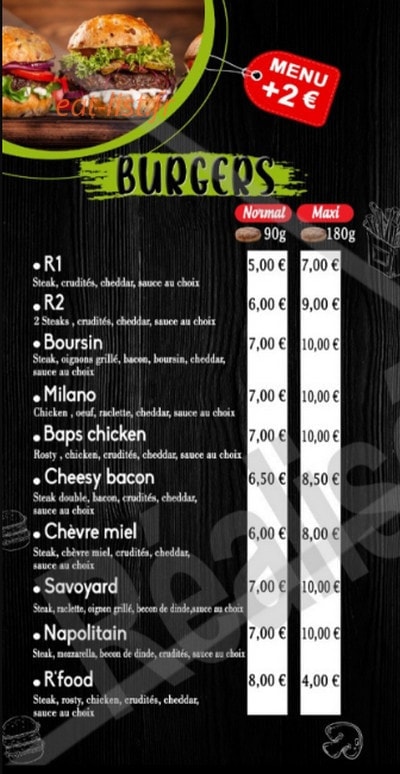 Rfood — carte page 1
