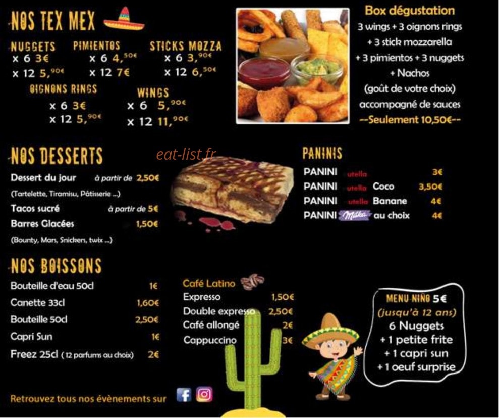 Sam Tacos — carte page 3