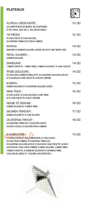 Samourai Sushis — carte page 3