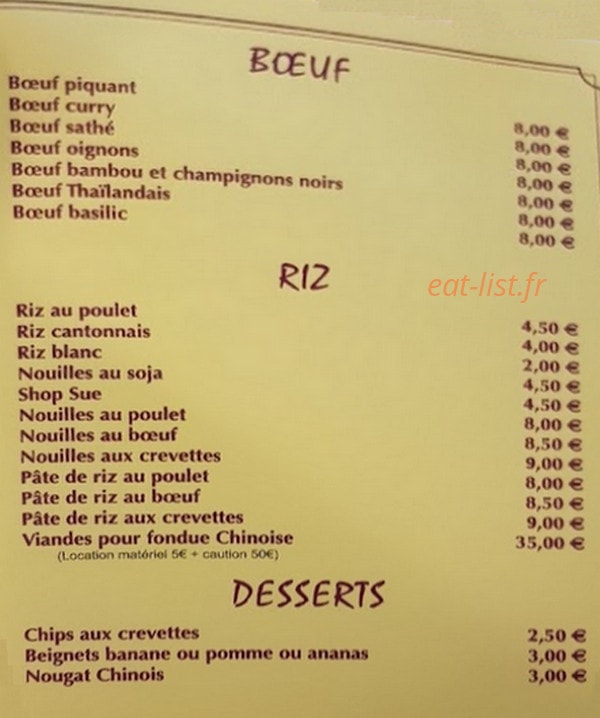 Saveurs d'Asie — carte page 2