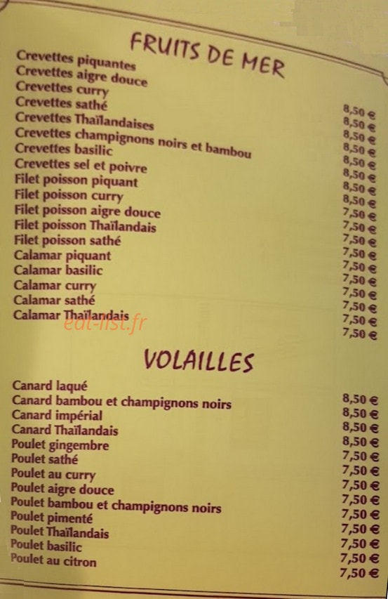 Saveurs d'Asie — carte page 3
