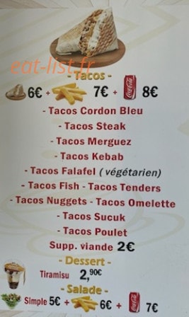 Snack Millénium — carte page 2