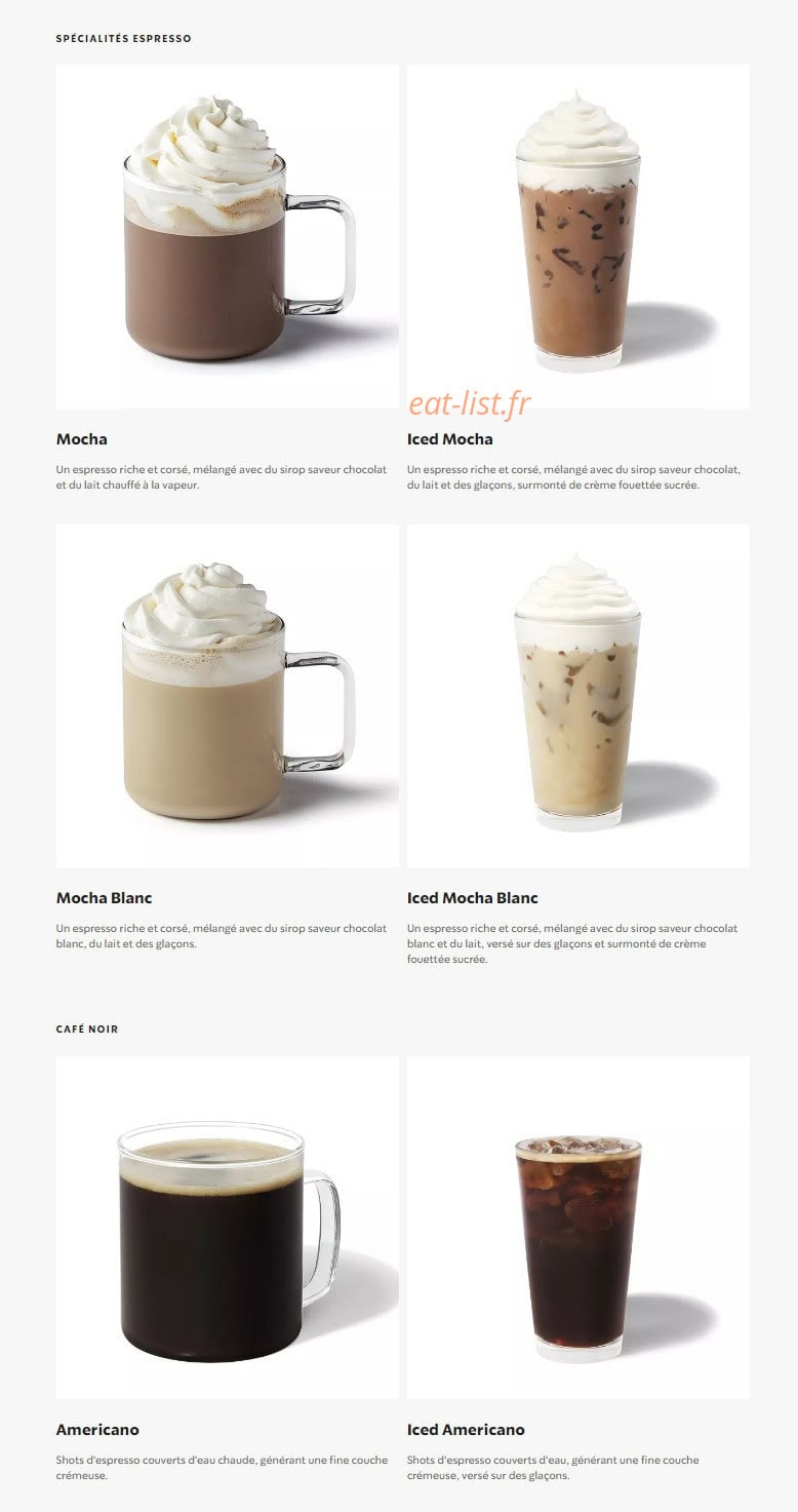 Starbucks Coffee — carte page 3