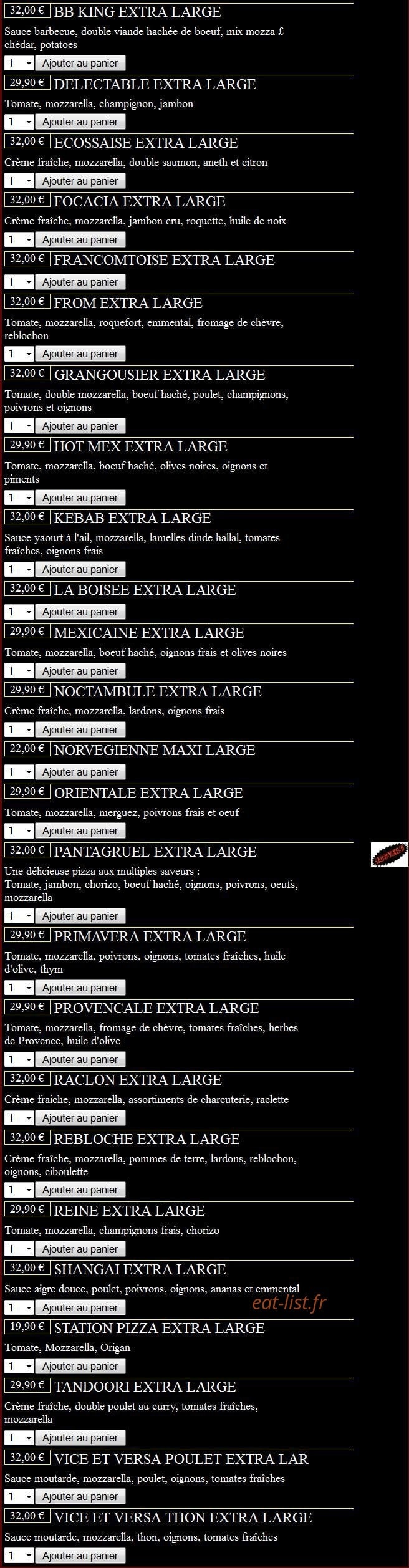 Station Pizza — carte page 3