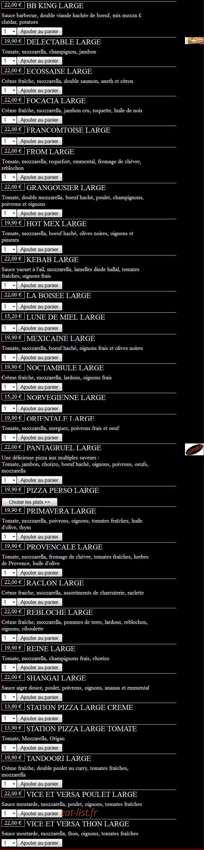 Station Pizza — carte page 2